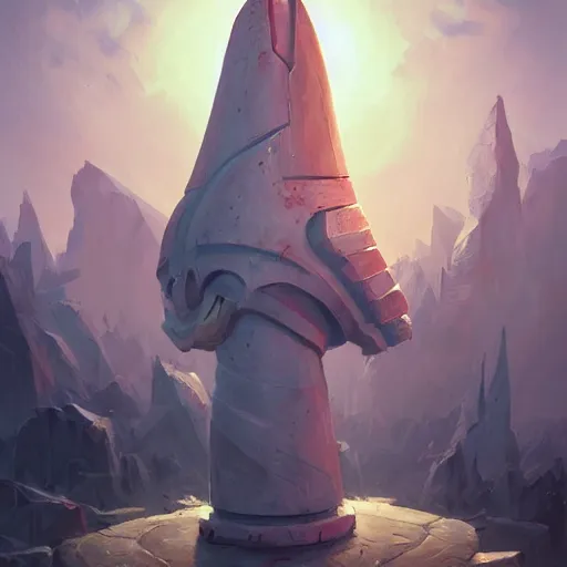 Prompt: a giant white chess piece statue, battlefield background, bright art masterpiece artstation. 8 k, sharp high quality artwork in style of jose daniel cabrera pena and greg rutkowski, concept art by tooth wu, hearthstone card game artwork, chess piece