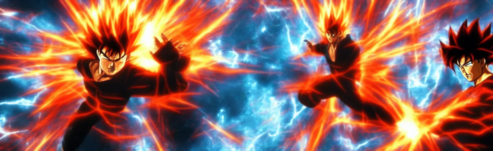 Image similar to ' tom cruise'as'goku'charging super saiyan, cinematic scene, award winning