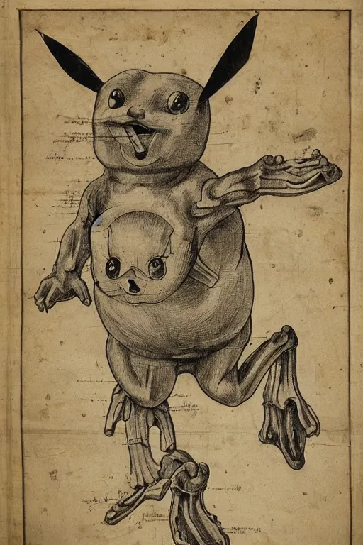 Image similar to 1 6 th century anatomical poster of pikachu, highly detailed, intricate, elegant, ultra realistic, ink,