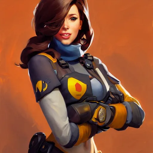 Image similar to greg manchess portrait painting of april o'neil as overwatch character, medium shot, asymmetrical, profile picture, organic painting, sunny day, matte painting, bold shapes, hard edges, street art, trending on artstation, by huang guangjian and gil elvgren and sachin teng