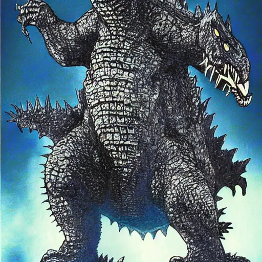 Image similar to godzilla by richard anuszkiewicz