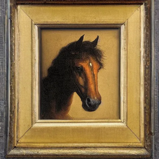 Prompt: rembrandt portrait of a horse