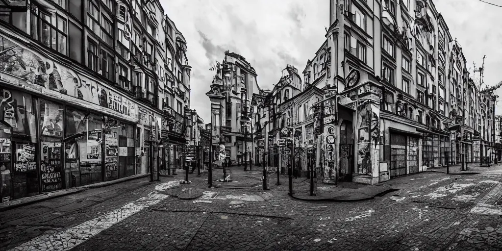 Image similar to kreuzberg streets, hyperrealistic, gritty, dark, urban photography, photorealistic, high details