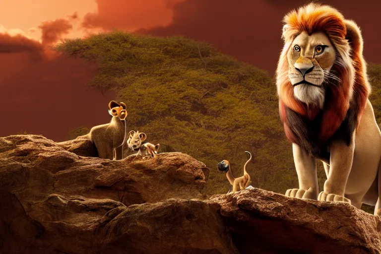 Prompt: Nicolas cage in lion king high resolution still