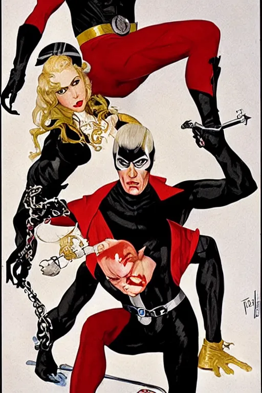 Prompt: super villain diabolik, groovy and cool, by j. c. leyendecker, james gurney