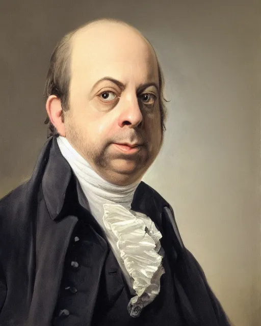 Prompt: upper body portrait of paul giamatti! as united states president john adams, 1 8 0 1, paul giamatti, official portrait, oil on canvas by anton otto fischer, trending on artstation