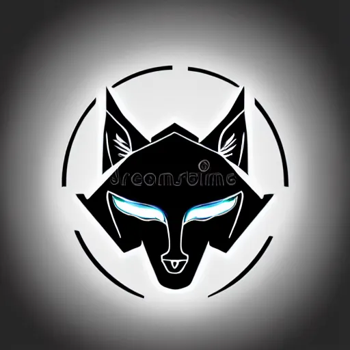 Image similar to futuristic minimalistic stylised logo of a lynx head, symmetrical, white with black background, elite dangerous, cyberpunk, smooth vector image