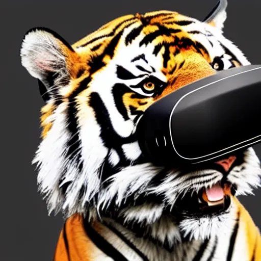 Image similar to a tiger wearing a vr headset