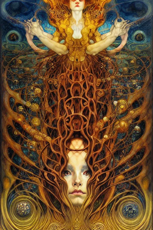 Image similar to Divine Chaos Engine by Karol Bak, Jean Delville, William Blake, Gustav Klimt, and Vincent Van Gogh, symbolist, visionary