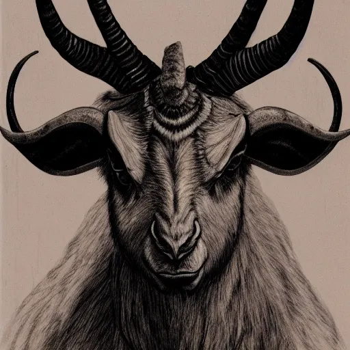 Prompt: A portrait of a demonic horned goat