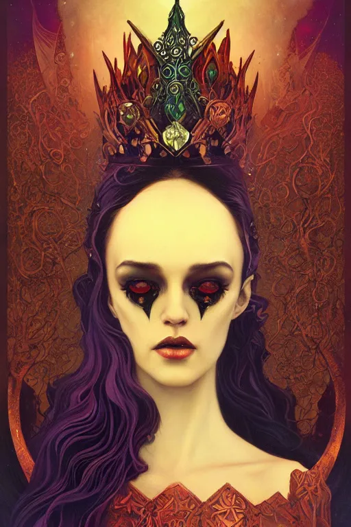 Image similar to jeweled Crown, other worldly, cruel and dark, art nouveau, by Anato Finnstark, Tom Bagshaw, Brom