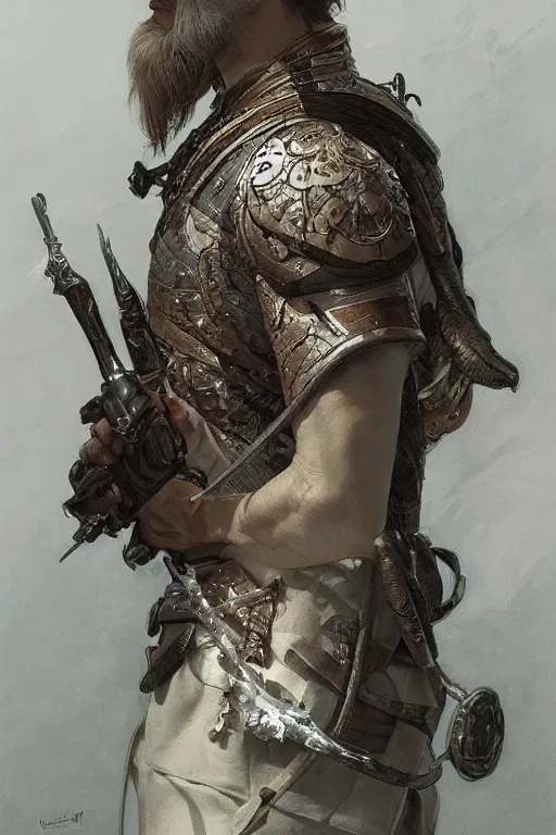 Image similar to A full portrait of an ancient nordic soldier, intricate, elegant, highly detailed, digital painting, artstation, concept art, smooth, sharp focus, illustration, art by Krenz Cushart and Artem Demura and alphonse mucha