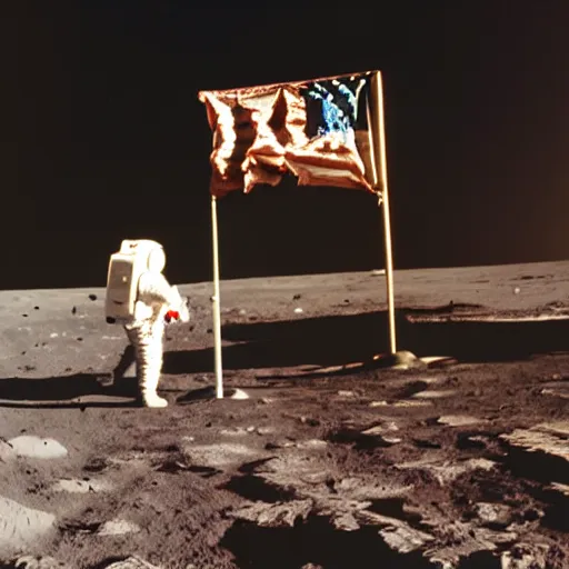 Image similar to neil armstrong planting the flag on mars