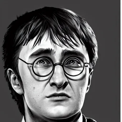 Prompt: a portrait of harry potter at the age of 7 0, detailed, conceptual, close up shot, trending on artstation