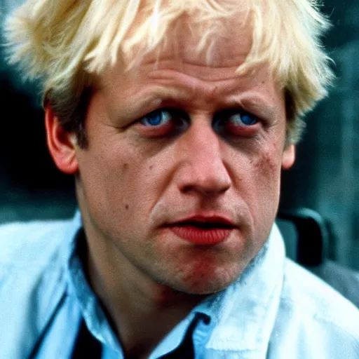 Prompt: Boris Johnson as the Terminator in The Terminator (1984)