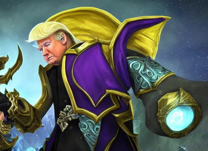 Prompt: donald trump as night elf in world of warcraft