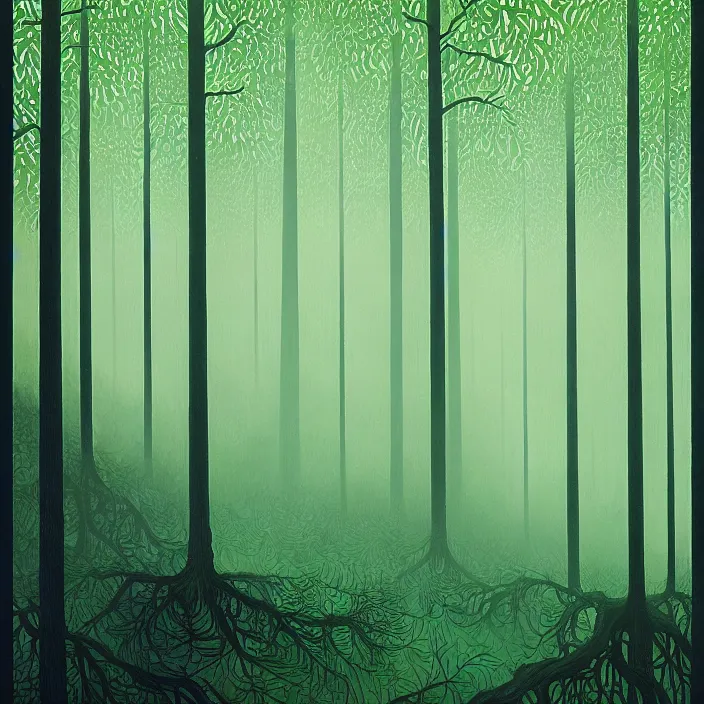 Image similar to charles burchfield art painting, beautiful arboreal forest by Adriaan Herman Gouwe, oregon washington rain forest by beeple