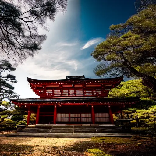 Image similar to photo of an abandoned Japanese temple, cinematic, light rays, 8k,