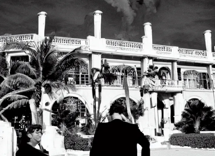 Image similar to cnn breaking news, mar a lago has been violently occupied by tony montana from the film scarface ( 1 9 8 3 )