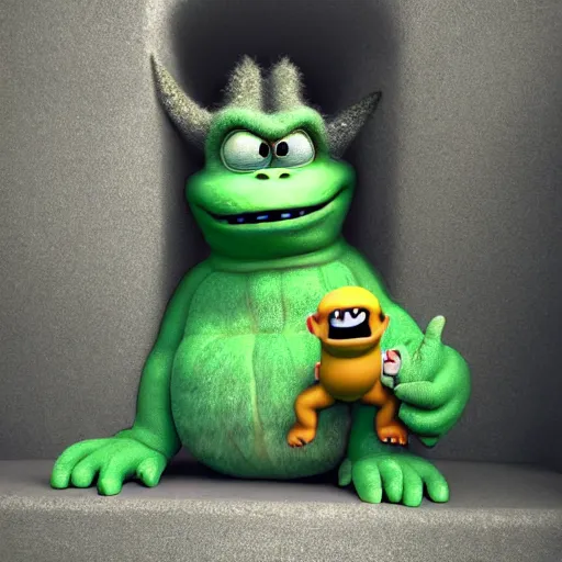 Image similar to mark zuckerberg godzilla yoda donkey kong pikachu yeti shrek super mario homer groot waluigi darth vader mike wazowski, highly detailed, extremely high quality, hd, 4 k, 8 k, professional photographer, 4 0 mp, lifelike, top - rated, award winning, cinematic, realistic, detailed lighting, detailed shadows, sharp, no blur, edited, corrected, trending