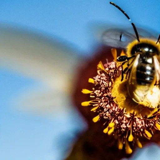 Image similar to photograph of a bee flying inside of someones ear, closeup shot
