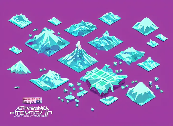 Image similar to aliens visiting kamchatka isometric aerial lowpoly