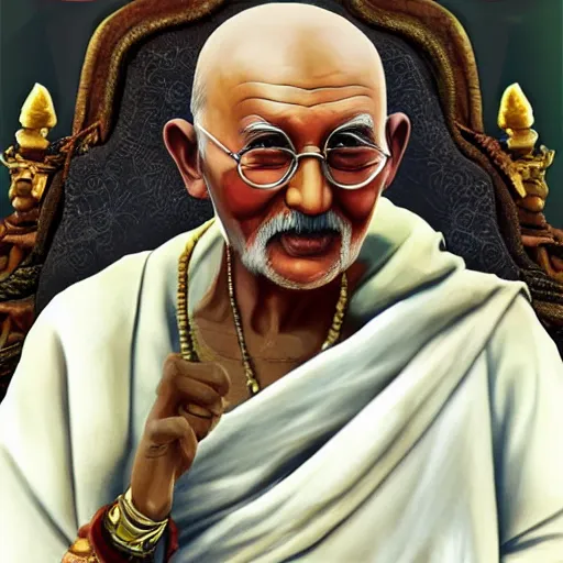 Prompt: Ghandi from Civ 6, not being very peaceful