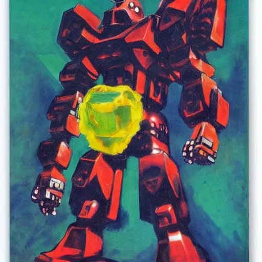 Prompt: combat mecha by emil nolde, david salle