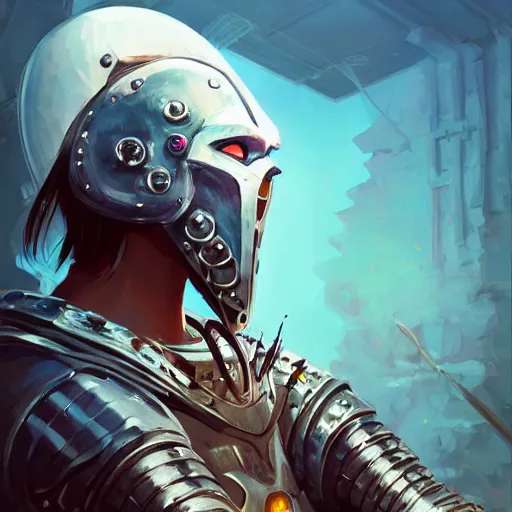 Image similar to cyberpunk viking helmet mask warrior goddess robot ninja fantasy, art gta 5 cover, official fanart behance hd artstation by jesper ejsing, by rhads, makoto shinkai and lois van baarle, ilya kuvshinov, ossdraws