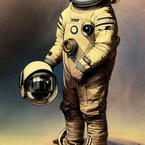 Image similar to (boy in a retro space suit) . muted colors. by Jean-Baptiste Monge !!!!!!!!!!!!!!!!!!!!!!!!!!!!!!!!!!!!!!!!