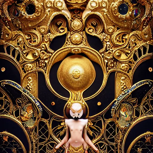 Prompt: symetrical highly detailed ornate with jewels and precious metals majestic, sandman kingdom, close up in the bg entrance castle kingdom of dreams, space ships, futuristic, land of advanced races, giants, hiperrealistc, global illumination, radiant light, detailed and intricate environment. art by oleg oprisco, 8 k