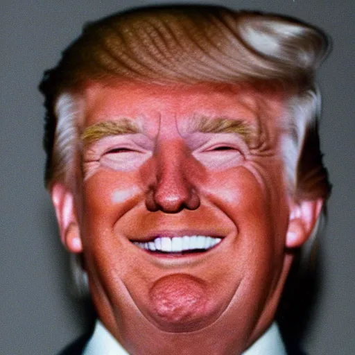 Image similar to 3 5 mm photograph of donald trump with male pattern baldness and no teeth