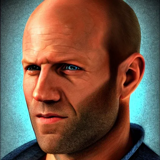 Image similar to cell shaded photo of jason statham as mario