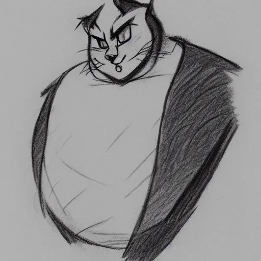 Prompt: milt kahl pencil sketch of Tony Soprano as an anime catgirl