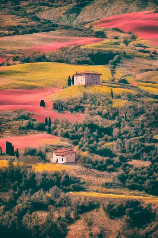 Prompt: the color landscape photography in italy tuscany, realistic, ultrafine detailed, national geographic, 8 k.