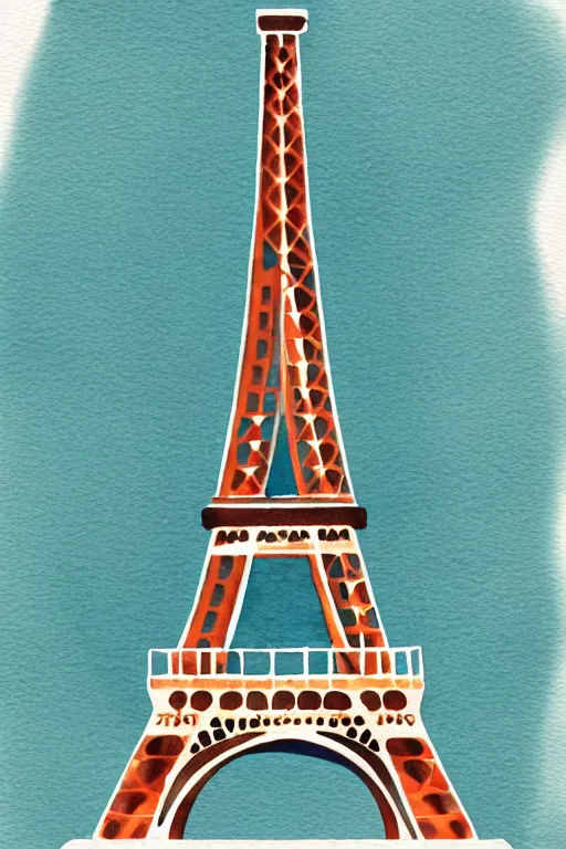 Image similar to minimalist watercolor art of the eiffel tower, illustration, vector art