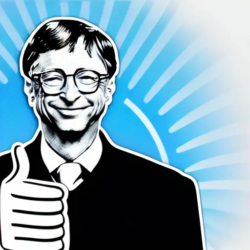 Image similar to sticker illustration of bill gates with thumbs up