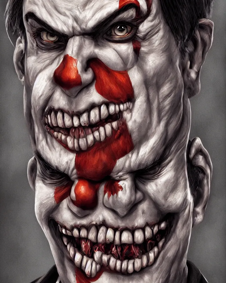 Prompt: a realistic digital painting portrait of bolsonaro as a zombie clown by artgerm