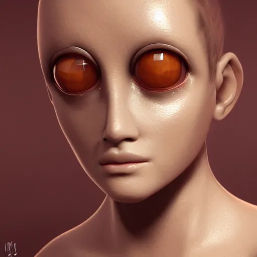 Prompt: character design portrait, kind bug like alien with three eyes, artstation, concept art, 3 d render, unreal engine