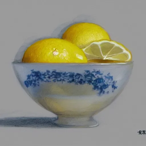 Prompt: concept art still life of closeup lemon slice by 司 机, 橡 树 山 雨, 黄 凤 年 啊, ruo xin, rongzhen luo, fenghua zhong, ruan jia. fine details, trending on artstation. -