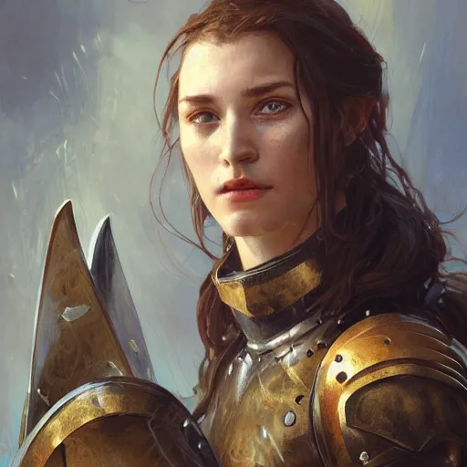 portrait of a rugged female as a bruised knight with a | Stable Diffusion