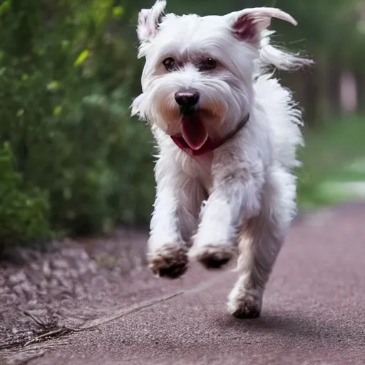 Image similar to a cute dog with the zoomies, movie still, 8 k