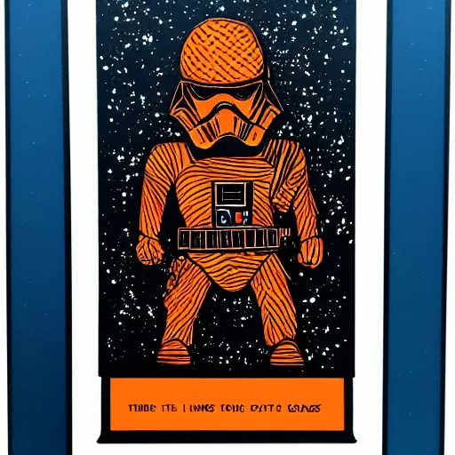 Prompt: tarot card portrait silkscreen of an angry futuristic star wars architect