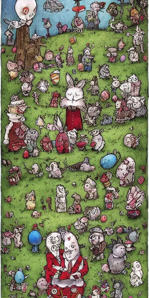 Image similar to an easter scene by alexander jansson and where's waldo