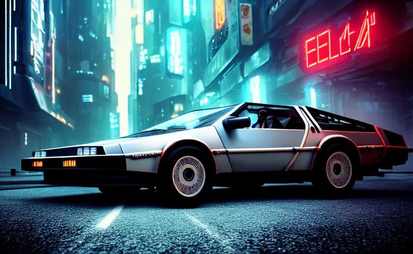 professional photo of delorean from low angle shot, | Stable Diffusion ...