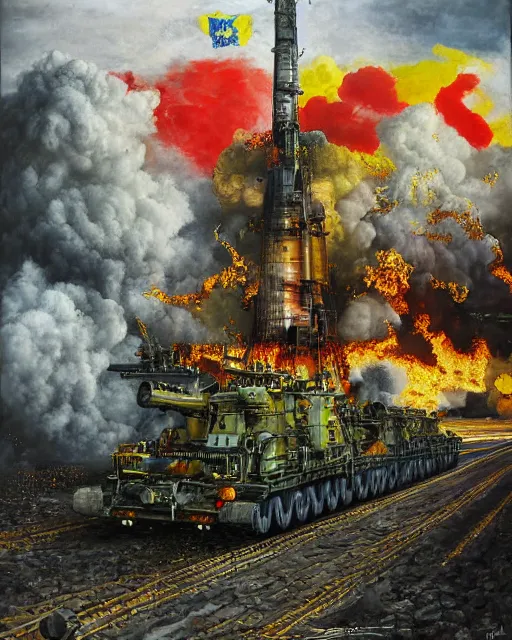 Image similar to strong political beautiful art painting conveying to europe and germany to stop worrying about the gas supplies and support ukraine in the war against the russia's aggression, high production value, intricate details, high resolution, hyperrealistic, hdr, high definition, award winning artwork, masterpiece, ultra realistic, highly detailed, hd, gerhard richter