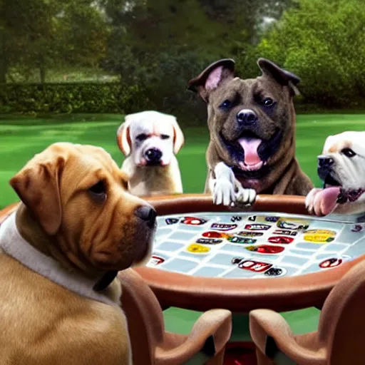 Pit Bull Dogs Playing Poker 252 Pc. Puzzle with Photo Tin