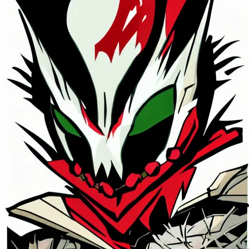 Image similar to Spawn by Todd-MacFarlene, SVG, Vector sticker, flat colors, full-body, uncropped, white-space-surrounding-subject