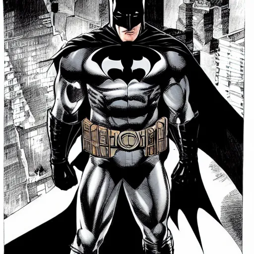 Prompt: DC Batman highly detailed pencil and ink sketch by David Finch