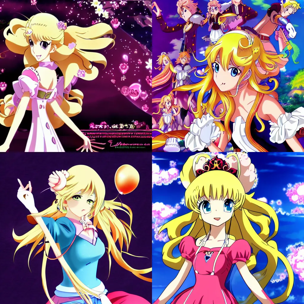 Prompt: anime key-visual of The Legend of Princess Peach, blonde character, stunning, 2010 anime style, hd
